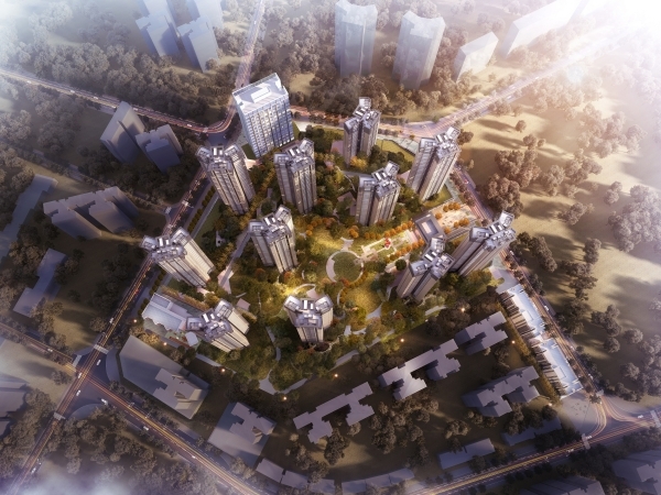 郴州五岭庆园项目位于郴州市冲口路与船洞路交汇处（五岭公园旁）