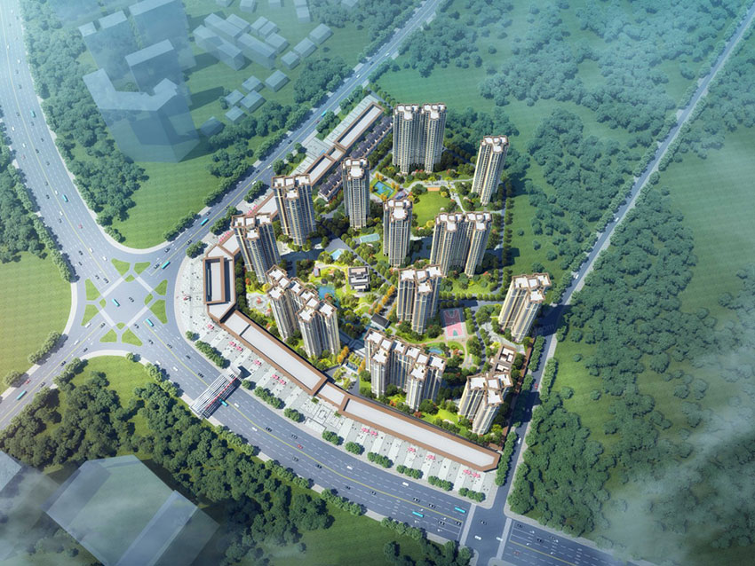 茶陵县玫瑰园二期项目位于茶陵三公里红绿灯犀城大道与炎帝大道交界处