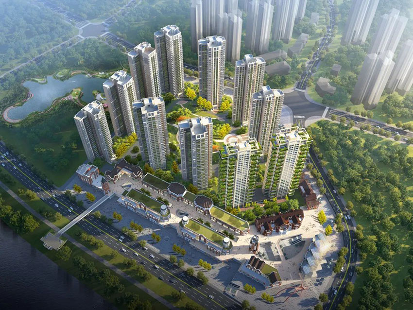 株洲滨江国际项目位于青龙湾小镇伟人路奥莱营销会馆