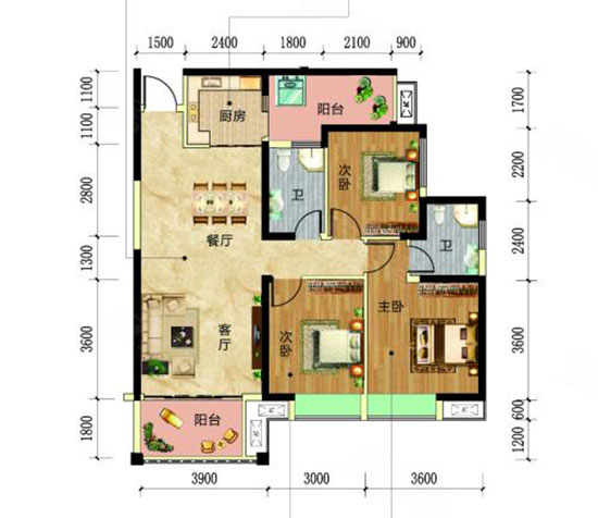 汨罗港鑫龙城15A户型