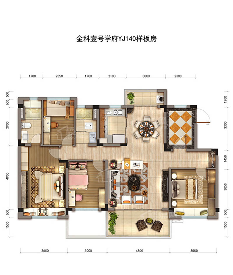 华容碧桂园金科壹号学府YJ140户型