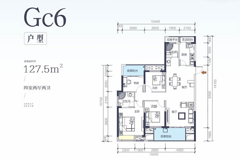 岳阳富华观澜郡GC6户型