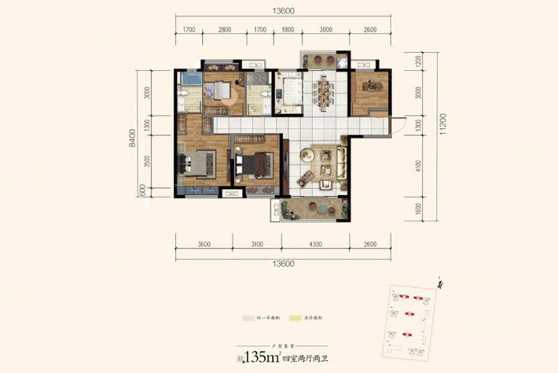 岳阳美的铂悦府建面约135㎡