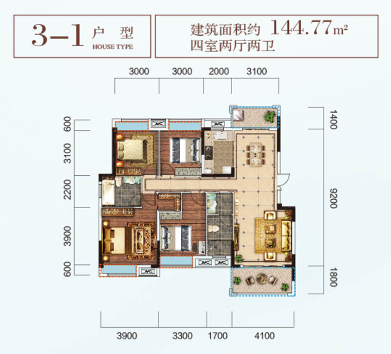 资兴东江御景3-1户型