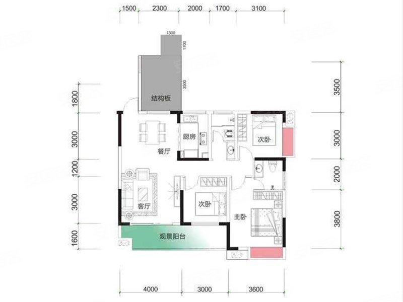 桂阳德泰鑫龙华府C2户型