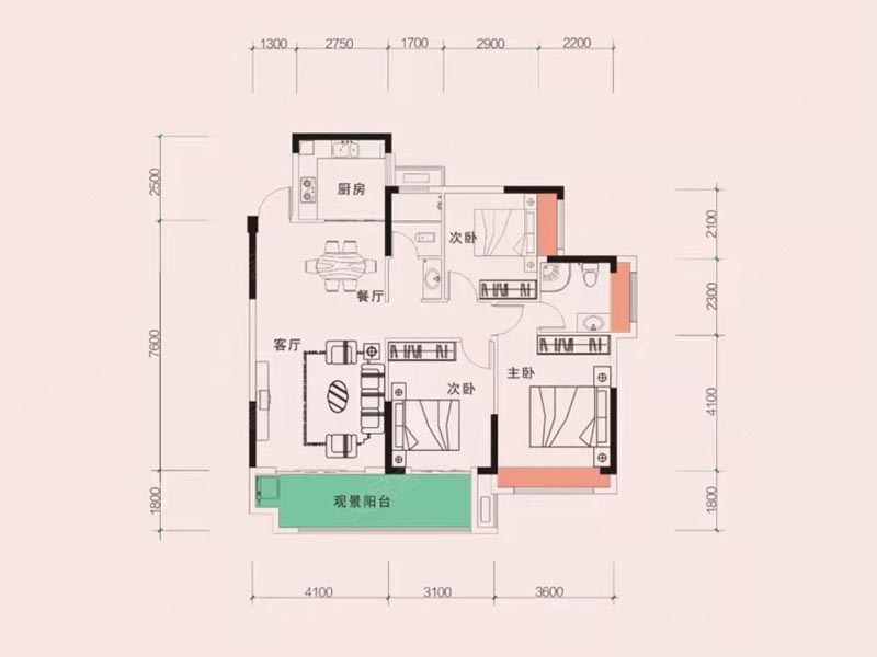 桂阳德泰宝领嘉园8栋06户型