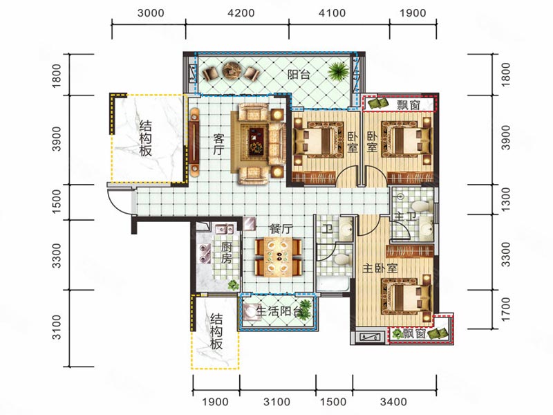 桂阳锦绣金湾3栋F户型