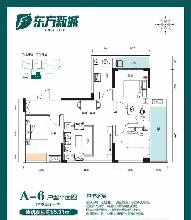 郴州东方新城三期北苑A-6户型