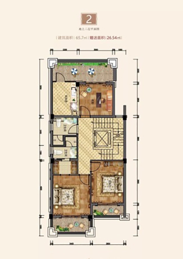醴陵旗滨公园里开间二层