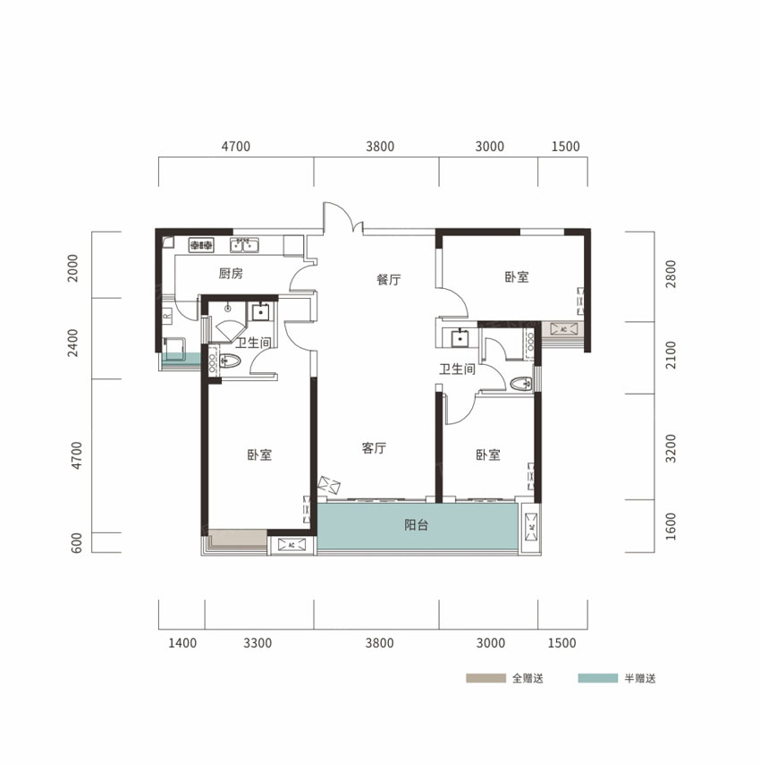 株洲长房湘江府B2户型