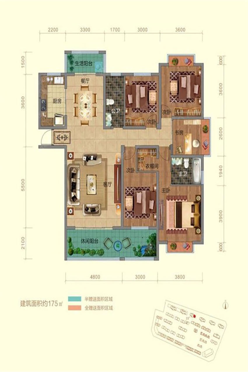 株洲盛世金龙湾建面约175㎡户型