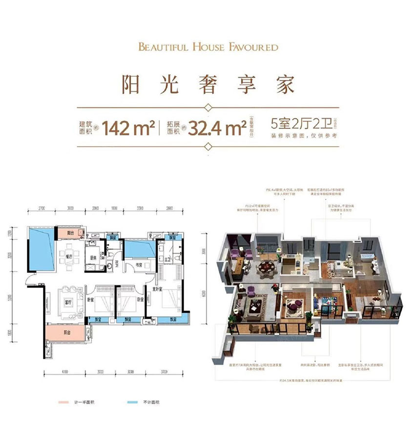 株洲汇金新城建面约142㎡户型