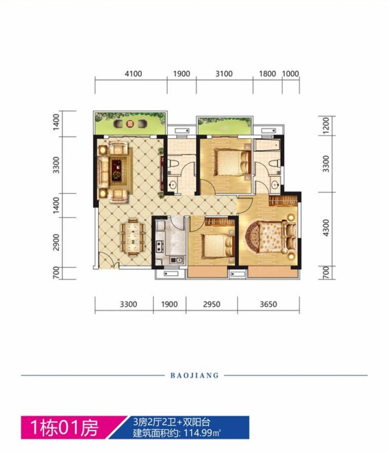 株洲宝江南城**1#01户型