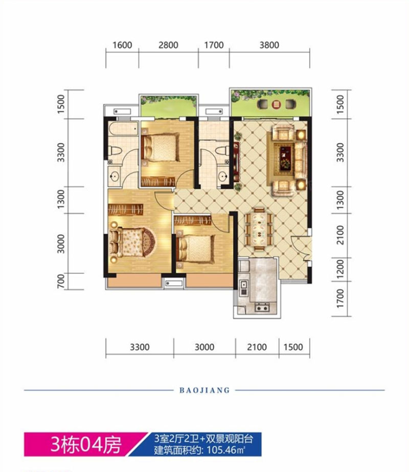 株洲宝江南城**3#04户型