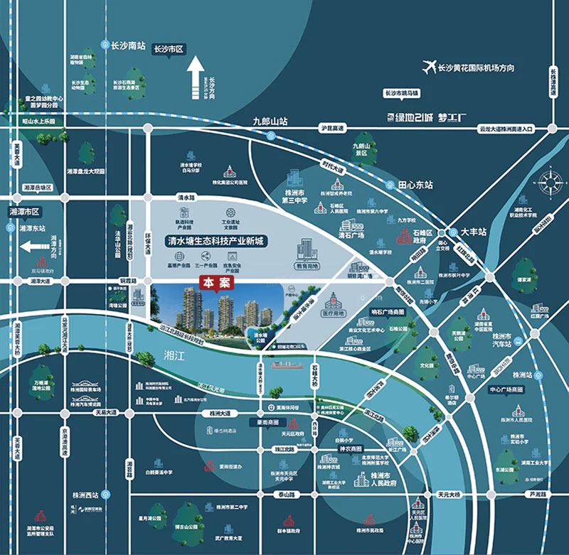 株洲绿地智慧生态城区位图