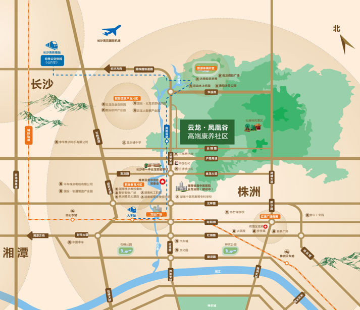 株洲云龙凤凰谷区位图
