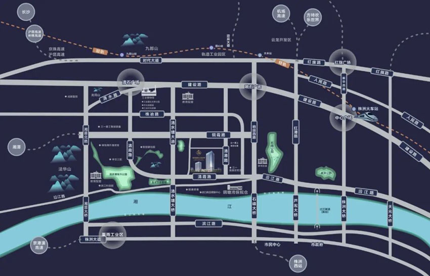 株洲和天厦工贸总部区位图