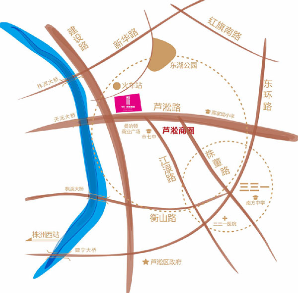 株洲宝江南城**区位图