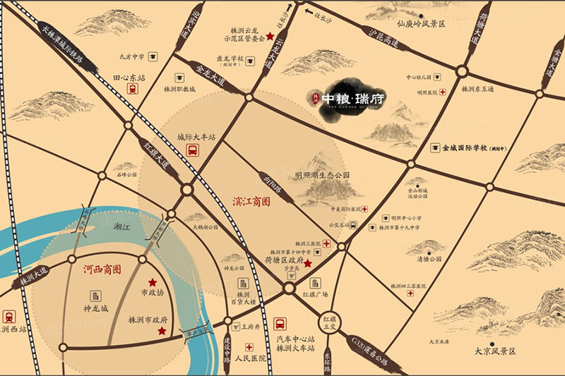 株洲中粮瑞府区位图